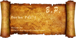 Berke Pál névjegykártya